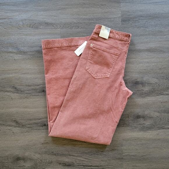 Anthropologie Pilcro Pink Rose The Gwen Wide-Leg Corduroy Pants NWT Size 26 - Picture 2 of 13